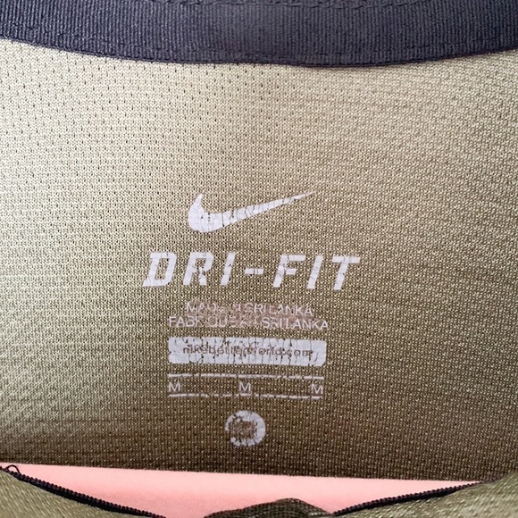 Nike Dri-Fit Dark Green Space dye Long Sleeve 3/4 Zip athletic top Medium - Picture 2 of 11